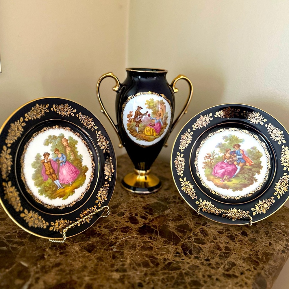 LIMOGES CASTEL  DECOR SET FRANC / 22K